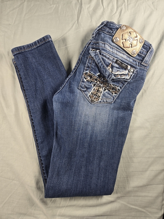 Miss Me Denim - Miss Me Blue Skinny Jeans with Embellished Back Pockets